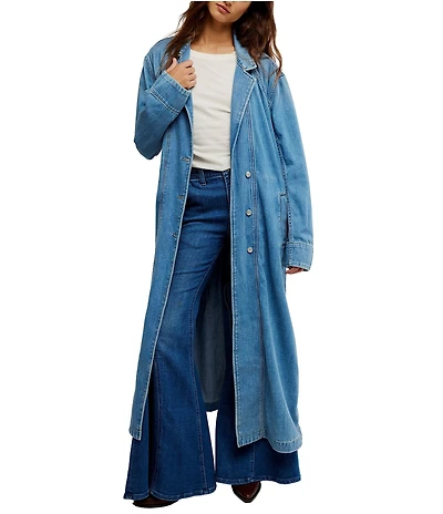 Free People We The Free Monique Notch Lapel Long Sleeve Button Front Duster