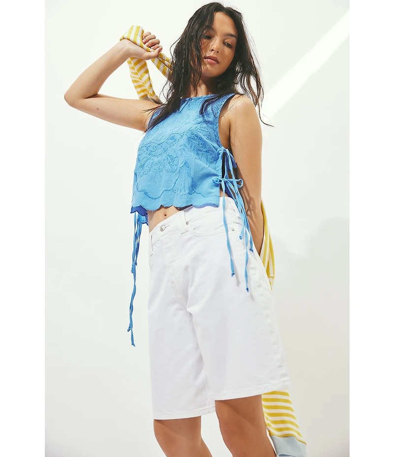 Free People We The Free Montana Mid Rise Bermuda Denim Shorts