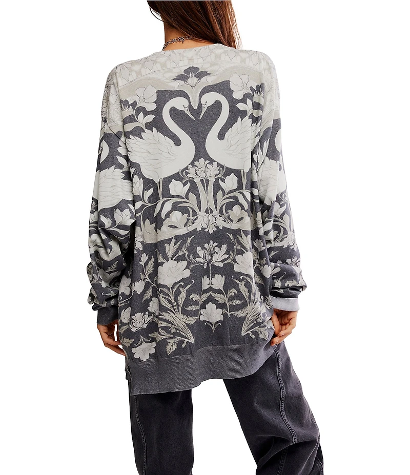 Free People We The Free Nouvelle Printed Crew Neck Long Sleeve Sweater
