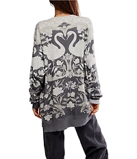 Free People We The Free Nouvelle Printed Crew Neck Long Sleeve Sweater