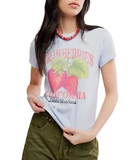 Free People We The Free Nova Graphic Printed Crew Neck Capped Sleeve Tee