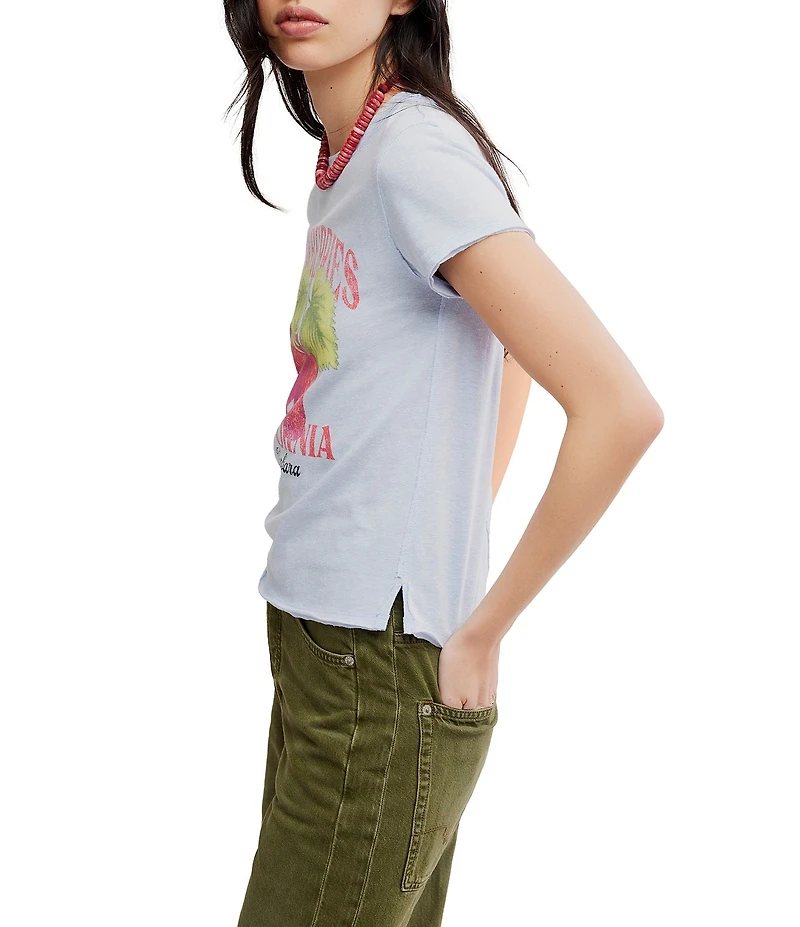 Free People We The Free Nova Graphic Printed Crew Neck Capped Sleeve Tee