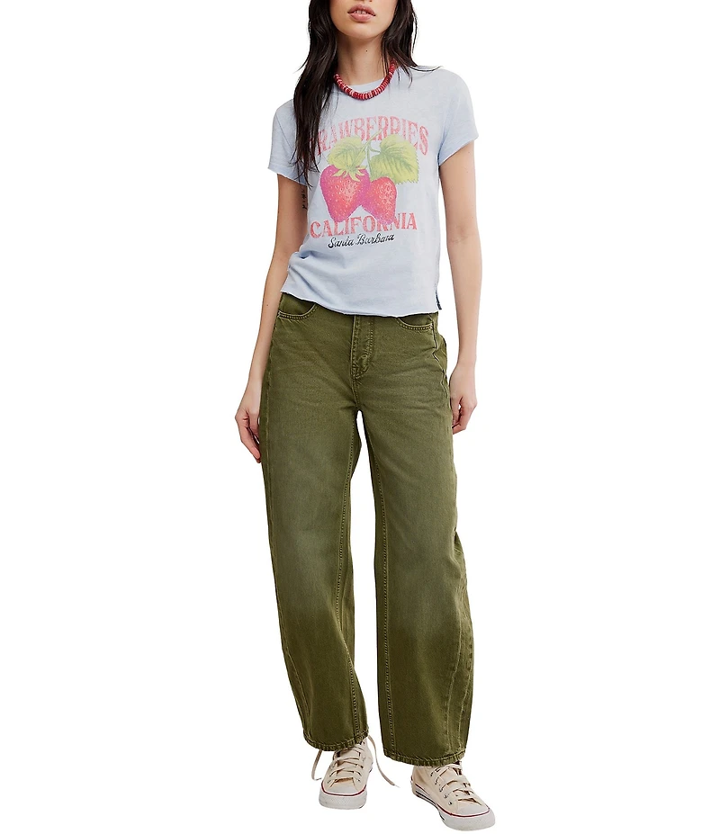 Free People We The Free Nova Graphic Printed Crew Neck Capped Sleeve Tee
