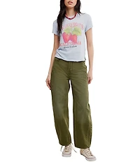 Free People We The Free Nova Graphic Printed Crew Neck Capped Sleeve Tee