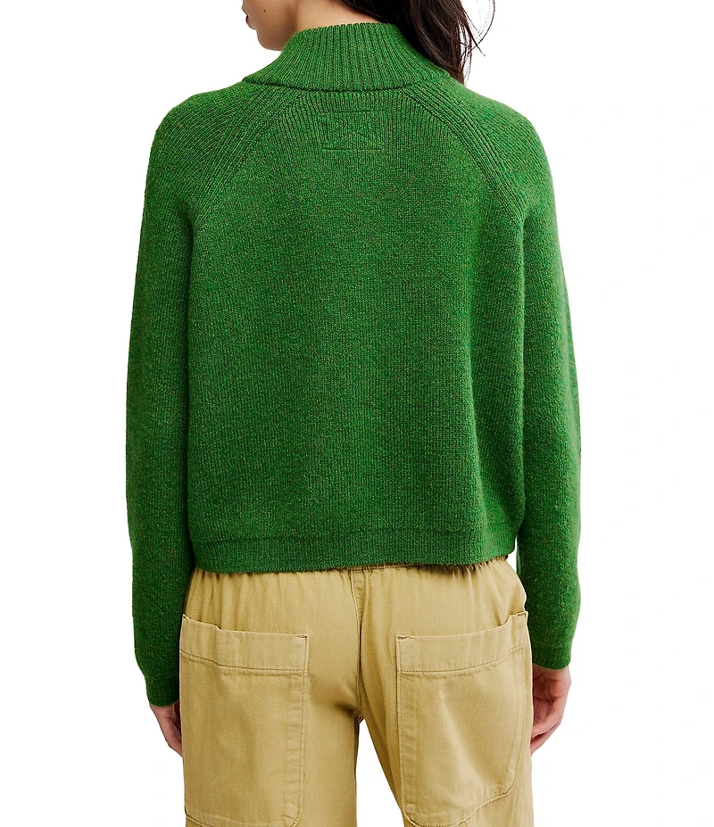 Free People We The Free On It Half Zip Turtle Neck Long Sleeve Ribbed Knit Sweater
