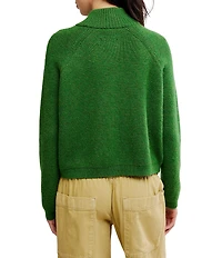 Free People We The Free On It Half Zip Turtle Neck Long Sleeve Ribbed Knit Sweater