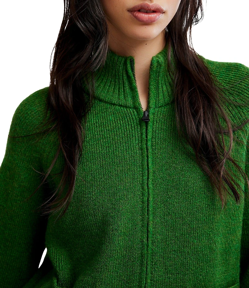 Free People We The Free On It Half Zip Turtle Neck Long Sleeve Ribbed Knit Sweater