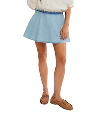 Free People We The Free Paradise Found Mid-Rise A-Line Denim Skort