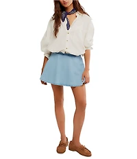 Free People We The Free Paradise Found Mid-Rise A-Line Denim Skort