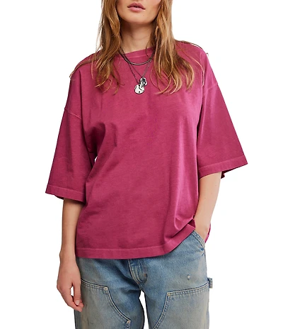 Free People We The Free Perfect Oversized Crew Neck 3/4 Sleeve Tee