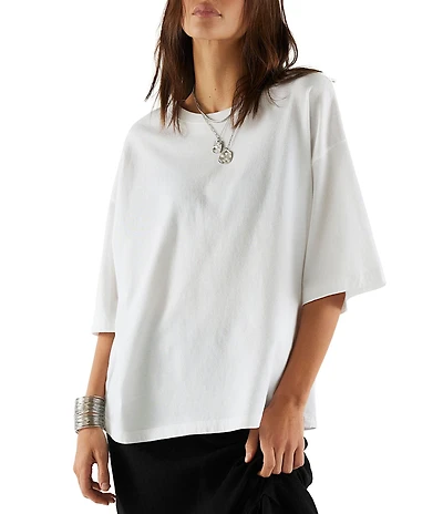 Free People We The Free Perfect Oversized Crew Neck 3/4 Sleeve Tee