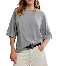 Free People We The Free Perfect Oversized Heathered Crew Neck Short Sleeve Tee