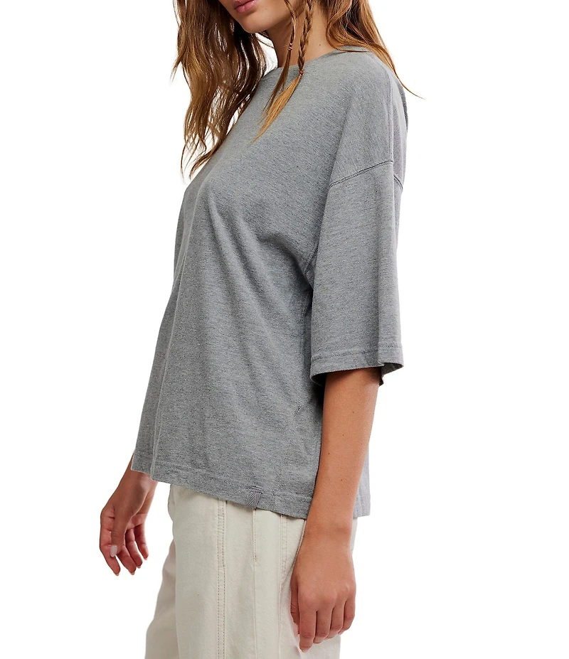 Free People We The Free Perfect Oversized Heathered Crew Neck Short Sleeve Tee