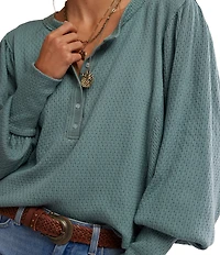 Free People We The Free Quinn Henley Neck Long Sleeve Thermal Knit Top