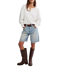 Free People We The Free Quinn Henley Neck Long Sleeve Thermal Knit Top