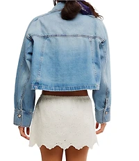 Free People We The Free Side To Side Collared Long Sleeve Button-Front Denim Jacket