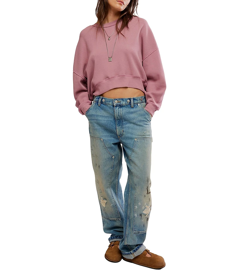 Free People We The Free Skyline Crew Neck Long Sleeve Oversized Tee