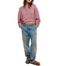 Free People We The Free Skyline Crew Neck Long Sleeve Oversized Tee