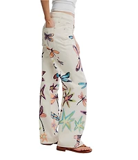 Free People We The Free Tennessee Dragonfly Printed Low-Rise Denim Boyfriend Jeans