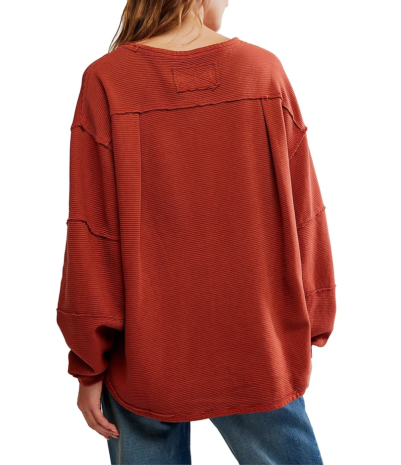 Free People We The Free Total Eclipse Rib Knit Crew Neck Long Sleeve Top