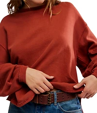 Free People We The Free Total Eclipse Rib Knit Crew Neck Long Sleeve Top