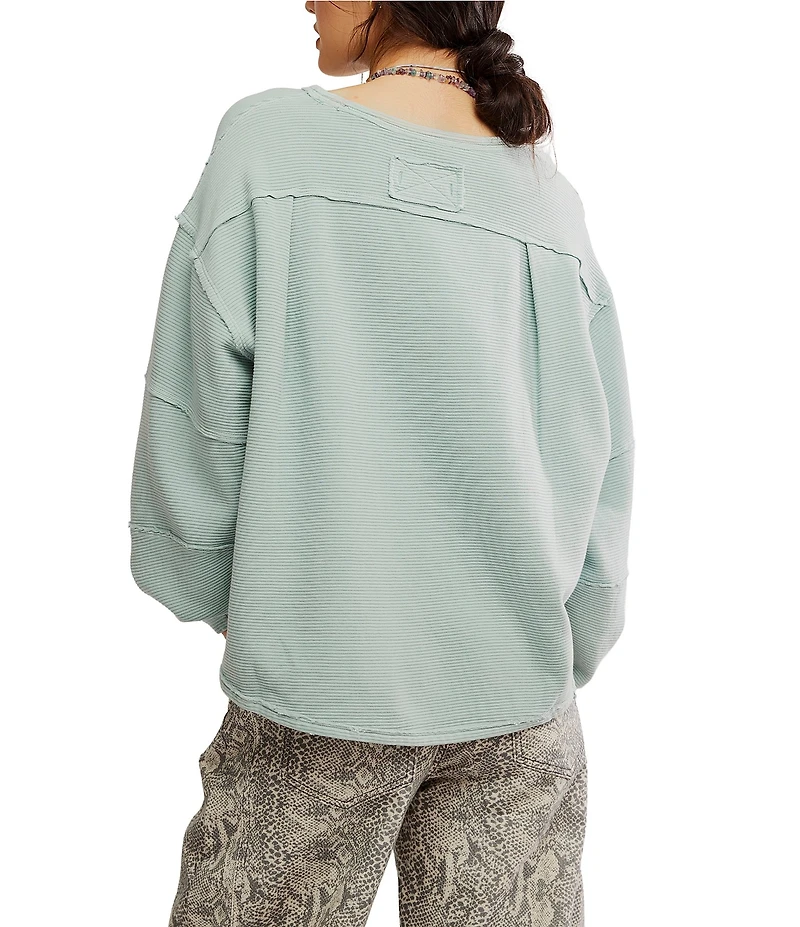 Free People We The Free Total Eclipse Rib Knit Crew Neck Long Sleeve Top