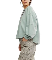 Free People We The Free Total Eclipse Rib Knit Crew Neck Long Sleeve Top