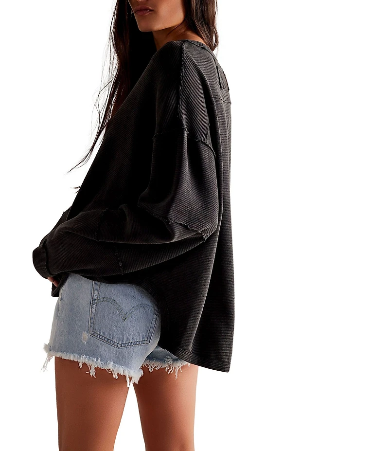 Free People We The Free Total Eclipse Rib Knit Crew Neck Long Sleeve Top