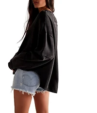 Free People We The Free Total Eclipse Rib Knit Crew Neck Long Sleeve Top