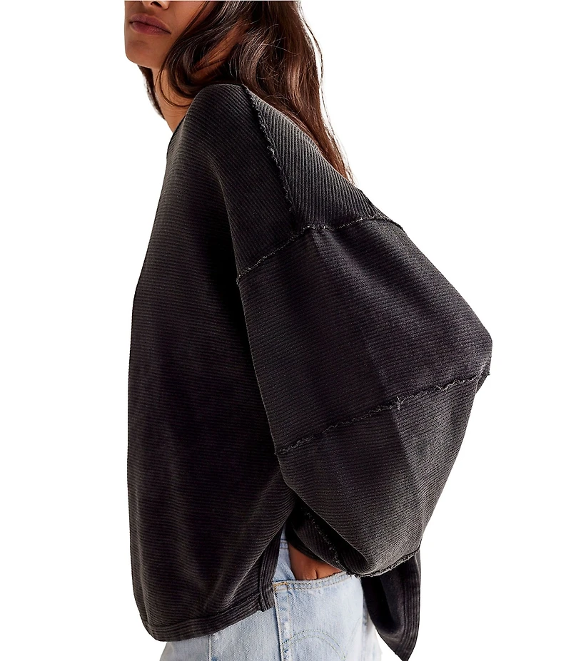 Free People We The Free Total Eclipse Rib Knit Crew Neck Long Sleeve Top