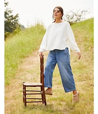 Free People We The Free Total Eclipse Rib Knit Crew Neck Long Sleeve Top