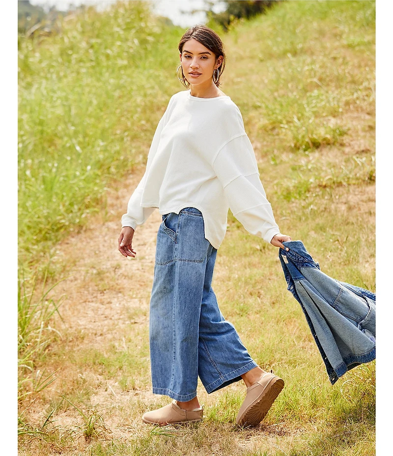 Free People We The Free Total Eclipse Rib Knit Crew Neck Long Sleeve Top