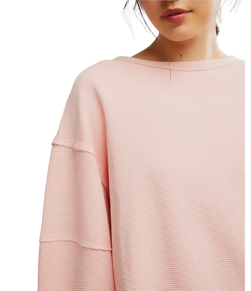 Free People We The Free Total Eclipse Rib Knit Crew Neck Long Sleeve Top