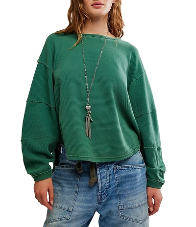 Free People We The Free Total Eclipse Rib Knit Crew Neck Long Sleeve Top