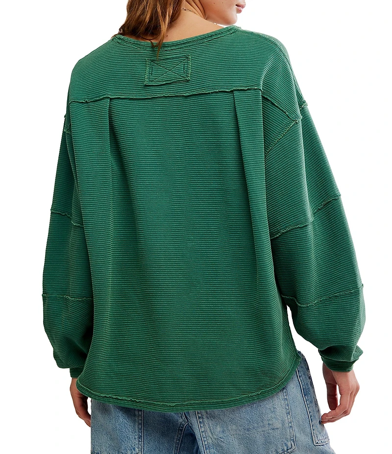 Free People We The Free Total Eclipse Rib Knit Crew Neck Long Sleeve Top