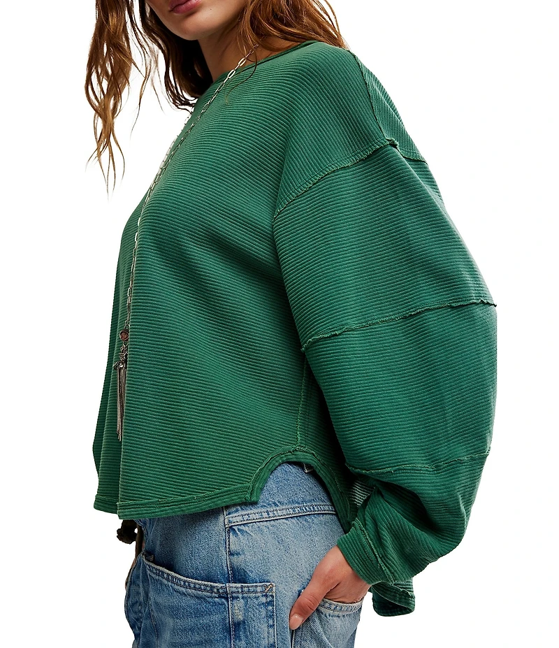 Free People We The Free Total Eclipse Rib Knit Crew Neck Long Sleeve Top