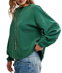 Free People We The Free Total Eclipse Rib Knit Crew Neck Long Sleeve Top