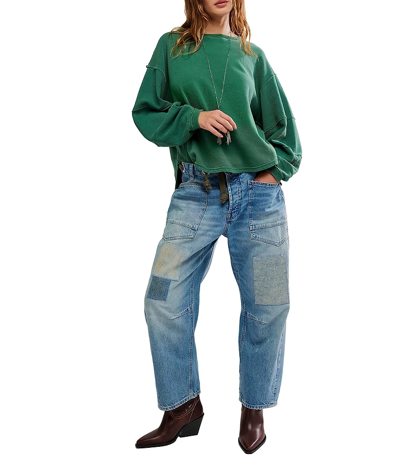 Free People We The Free Total Eclipse Rib Knit Crew Neck Long Sleeve Top