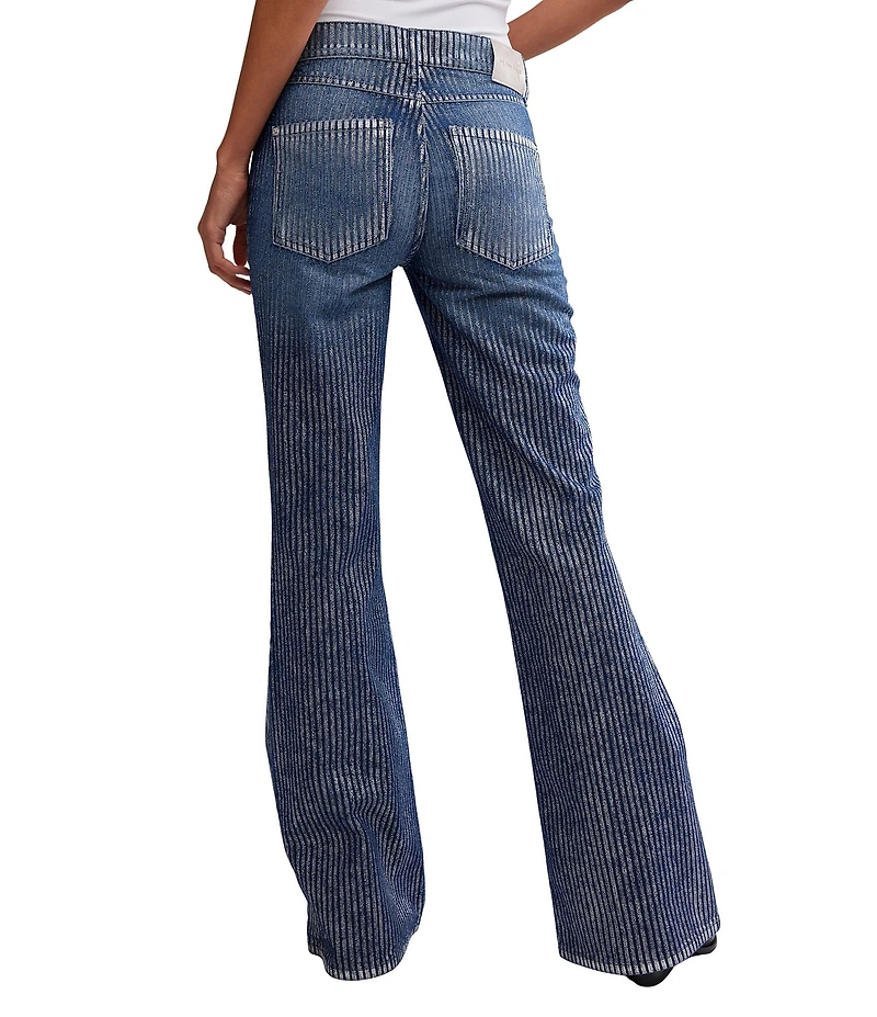 Free People We The Free West Coast Metallic Low-Rise Slim Fit Flare Jeans