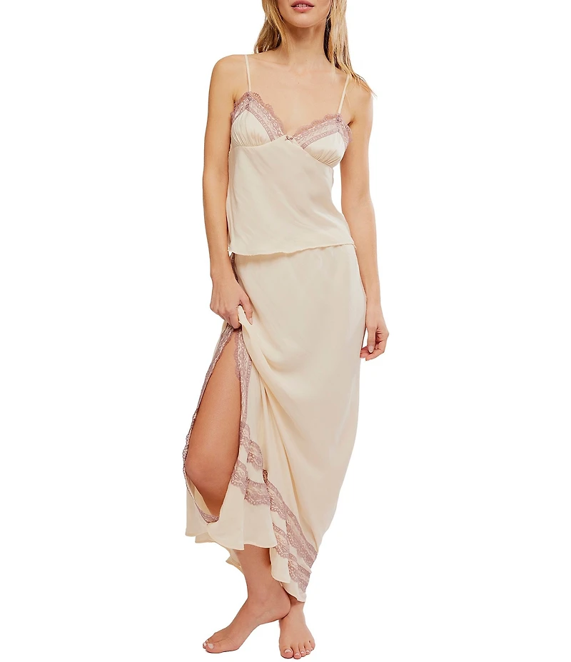 Free People Wish You Were Satin Cami & Slip Set