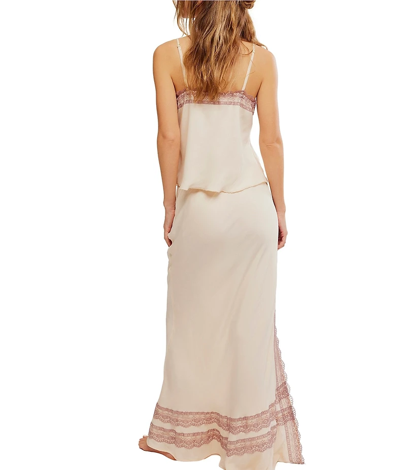 Free People Wish You Were Satin Cami & Slip Set