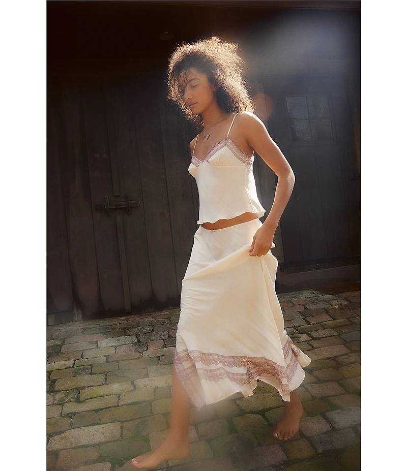 Free People Wish You Were Satin Cami & Slip Set