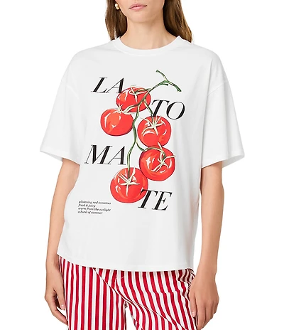 French Connection 30s Cotton Jersey La Tomate Round Neck Short Sleeve Oversized Tee