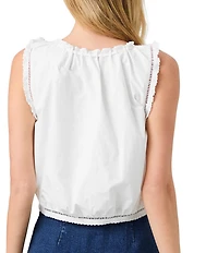 French Connection Alissa Cotton Embroidered Scattered Daisies Scoop Neck Sleeveless Top