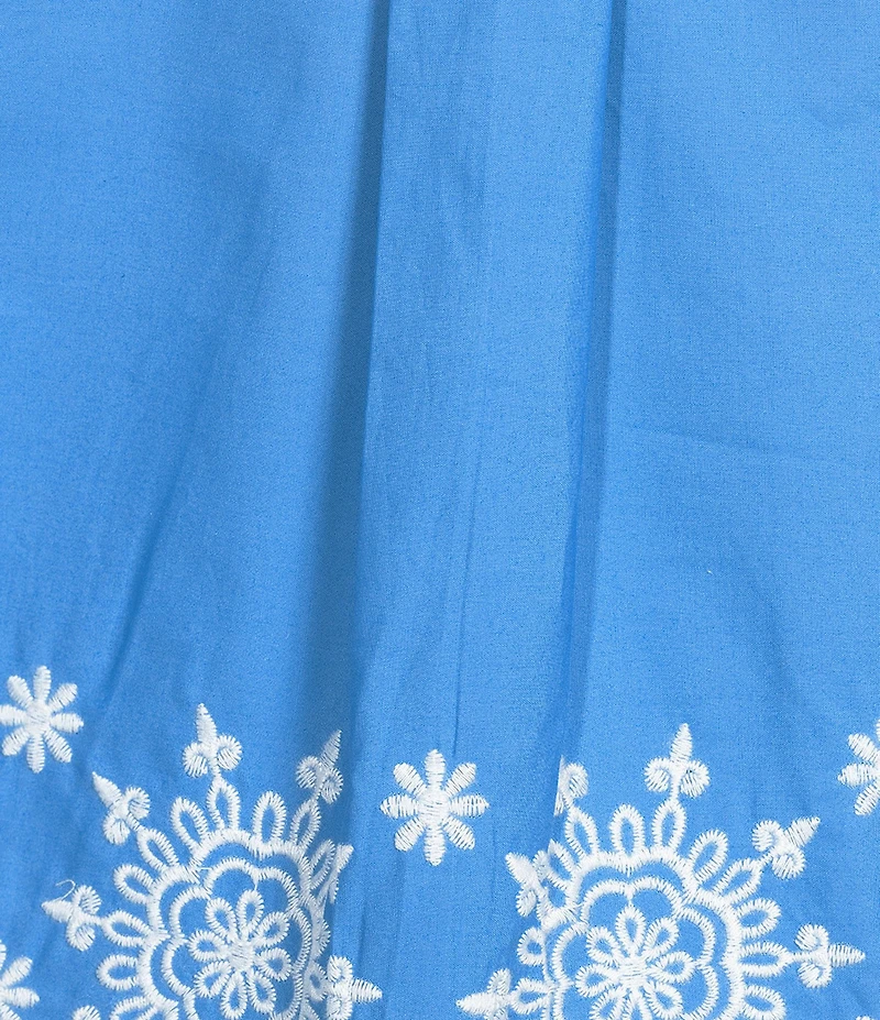 French Connection Alissa Embroidered Collared V-Neck Short Sleeve Coordinating Popover Top