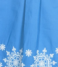 French Connection Alissa Embroidered Collared V-Neck Short Sleeve Coordinating Popover Top