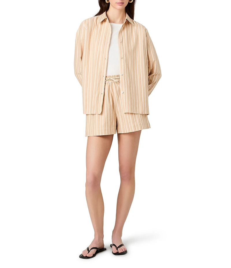 French Connection Aspen Linen Sandlot Stripe Drawstring High-Rise Short