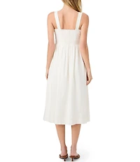 French Connection Aspen Linen Sweetheart Neck Sleeveless Midi Dress