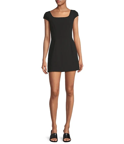 French Connection Azra Square Neck Cap Sleeves Mini Dress