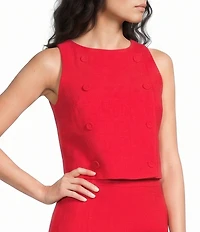 French Connection Azra Twill Double Breasted High Neck Sleeveless Coordinating Top